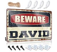 Decorazione da parete retrò per sala giochi vintage | Attenzione a David Retro personalizzato per la decorazione della casa Mancave (30 x 40 cm)