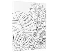 Decorazione da parete rettangolare botanica dipinta a mano con foglie tropicali, design moderno, tela bianca e nera, rimovibile, decorazione da appendere per la cameretta dei bambini, la stanza dei