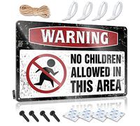 Decorazione da parete riutilizzabile per il bagno degli ospiti, decorazione da parete retrò | Attenzione No Children Allowed In This Area Nuovo per Negozio Soggiorno (20 x 30 cm)