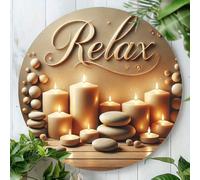 Decorazione da parete rotonda in metallo Zen Spa da 7,8 pollici - Insegna metallica per cucina, camera da letto, bar - Design unico, facile da appendere - Scelta perfetta per casa, ufficio o regali, i