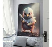 Decorazione da parete rustica raffigurante un pulcino pazzo con spada, per camera da letto, bagno, bagno, bagno, 40 x 60 cm