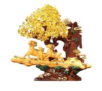Decorazione da scrivania, albero dei soldi Feng Shui, fatto a mano, in cristallo, bonsai spirituale, per la casa, il soggiorno, l'armadietto del bar e l'Entran, giallo, L