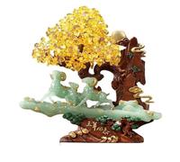 Decorazione da scrivania, albero dei soldi Feng Shui, fatto a mano, in cristallo, bonsai spirituale, per la casa, il soggiorno, l'armadietto del bar e l'Entran, blu, L