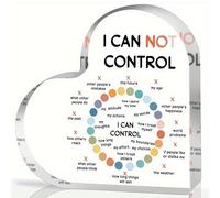 Decorazione da scrivania con scritta in inglese "I can not control", cuore affermativo per la salute mentale, affermazioni sulla psicoterapia, cartello in acrilico a forma di cuore per assistenti