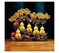 Decorazione da scrivania, Feng Shui, albero dei soldi, zucca di cristallo giallo, albero della fortuna, in stile bonsai, decorazione per fortuna e ricchezza, regalo di inaugurazione della casa, albero