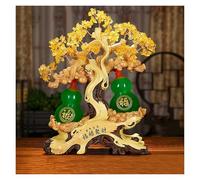 Decorazione da scrivania, Feng Shui, albero dei soldi, zucca, ornamento decorativo per ricchezza/fortuna e fortuna, ideale per la festa della mamma (verde, L)