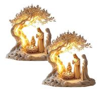 Decorazione da scrivania piatta per neonati, con scena natalizia 2D, albero della vita di Gesù, presepe, statue di Gesù in acrilico, decorazione per albero di Natale, centrotavola, decorazione per la