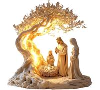 Decorazione da scrivania piatta per neonati, con scena natalizia 2D, albero della vita di Gesù, presepe, statue di Gesù in acrilico, decorazione per albero di Natale, centrotavola, decorazione per la