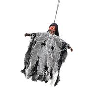 Decorazione da soffitto a forma di scheletro di strega di Halloween con occhi luminosi a LED per interni ed esterni, ornamento da appendere per giardino, patio, cortile, decorazione