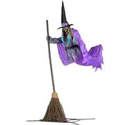 Decorazione da strega con sensore attivato dalla voce, decorazione spaventosa per Halloween, può emettere suoni raccapriccianti e luci lampeggianti, abito da evento per donne (viola, taglia unica)