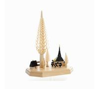 Decorazione da Tavola Base Di Albero Chip Con Chiesa Bxhxt 24x32x16cm Nuovo Luci
