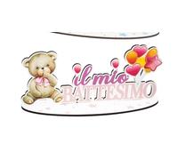 DECORAZIONE DA TAVOLO CONFETTATA SCRITTA IL MIO BATTESIMO ORSO ROSA O AZZURRO