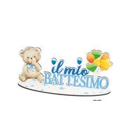 DECORAZIONE DA TAVOLO CONFETTATA SCRITTA IL MIO BATTESIMO ORSO ROSA O AZZURRO