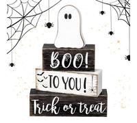 Decorazione da tavolo fantasma, segno di blocco di legno per Halloween con fantasma rustico e decorazione per vassoio a piani, favori rustici per la decorazione del , mensola casa o tavolo
