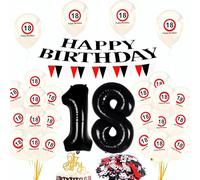 Decorazione da uomo per 18° compleanno, per uomo, donna, segnale stradale, ghirlanda, palloncini e striscioni per una celebrazione creativa