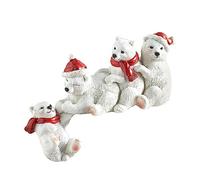 Decorazione D'angolo della Tavola di Natale, Mini Scultura in Resina di Orso Polare Natalizio Seduto Orso Polare di Babbo Natale, Figurine di Gnomi in Resina Decorazioni Natalizie per Mensole(Bianco)