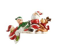 Decorazione D'angolo della Tavola di Natale, Mini Scultura in Resina di Orso Polare Natalizio Seduto Orso Polare di Babbo Natale, Figurine di Gnomi in Resina Decorazioni Natalizie per Mensole(Rosso)