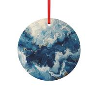 Decorazione d'attaccatura dell'albero di Natale della stampa delle maree, pendente rotondo di alluminio su entrambi i lati per l'albero di Natale e le vacanze