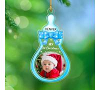 Decorazione decorativa decorativa in acrilico per foto di neonato, regalo per il mio primo regalo di Natale per figlio, nome personalizzato nuovo bambino 1 ° Natale ornamenti 2025, foto neonato