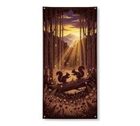 Decorazione decorativa per porta con animali del bosco, scoiattolo rustico, scena della foresta, decorazione per porta d'ingresso, per interni ed esterni, autunno, da appendere, forniture per festival