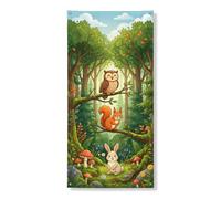 Decorazione decorativa per porta con animali del bosco, simpatiche creature della foresta, scena della natura, decorazione per porta d'ingresso, per interni ed esterni, forniture primaverili per