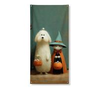 Decorazione decorativa per porta con animali di Halloween, simpatici personaggi di cani e gatti, decorazione per interni ed esterni, forniture per Halloween 91 x 182 cm