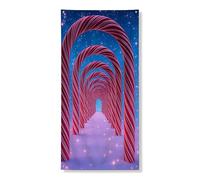 Decorazione decorativa per porta con bastoncini di zucchero, design ad arco a righe fantasioso, decorazione per porta d'ingresso, per interni ed esterni, forniture natalizie 91 x 182 cm