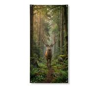 Decorazione decorativa per porta con cervi della foresta, scena realistica della fauna selvatica, decorazione per porta d'ingresso, per interni ed esterni, tema natura, festival, forniture per vacanze