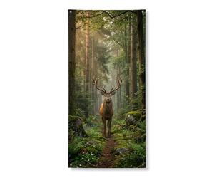 Decorazione decorativa per porta con cervi della foresta, scena realistica della fauna selvatica, decorazione per porta d'ingresso, per interni ed esterni, tema natura, festival, forniture per vacanze