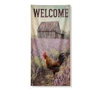 Decorazione decorativa per porta con gallo di benvenuto, decorazione rustica per porta d'ingresso, per interni ed esterni, per tutto l'anno, 91 x 182 cm