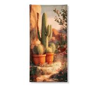 Decorazione decorativa per porta con piante del deserto, piante grasse verdi rustiche, decorazione per porta d'ingresso, per interni ed esterni, primavera ed estate, sfondo da appendere 91 x 182 cm