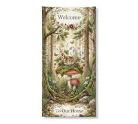 Decorazione decorativa per porta con scena della foresta di benvenuto, design fantasioso della natura, decorazione per interni ed esterni, sfondo da appendere per autunno e autunno, forniture per