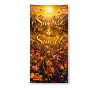 Decorazione decorativa per porta dall'alba al tramonto, vivace farfalla floreale da giardino, decorazione per interni ed esterni, per festival primaverili ed estivi, 91 x 182 cm
