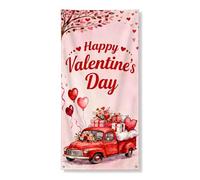 Decorazione decorativa per porta del camion di San Valentino, fantasioso camion rosso con cuori e regali decorazione per esterni e interni per le vacanze, 91 x 182 cm