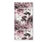 Decorazione decorativa per porta della casa infestata di Halloween, fantasiosi pipistrelli viola e case vintage, decorazione per porta d'ingresso, per interni ed esterni, feste spettrali, forniture