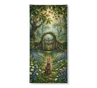 Decorazione decorativa per porta della foresta incantata, fantasiosa decorazione per porta d'ingresso, coniglietto e fiori, decorazione per interni ed esterni, da appendere, per festival, 91 x 182 cm