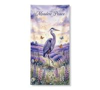 Decorazione decorativa per porta della pace, elegante design con airone viola e farfalla, decorazione primaverile per interni ed esterni, forniture per festival ispirati alla natura, 91 x 183 cm