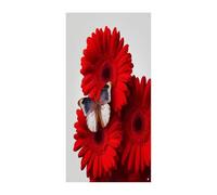 Decorazione decorativa per porta di benvenuto con fiori rossi e farfalla, sfondo decorativo da appendere, decorazione per porta d'ingresso, grande sfondo divertente, decorazioni per interni ed esterni