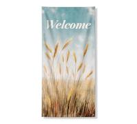 Decorazione decorativa per porta di benvenuto, motivo campo di grano vintage, decorazione per porta d'ingresso, sfondo da appendere all'aperto con primavera, 91 x 183 cm