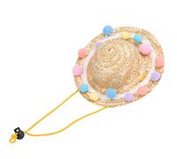 Decorazione del cappello di paglia da compagnia carino berretto da sole estivo per piccoli animali (M)