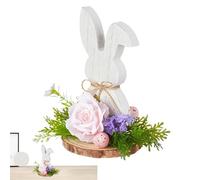 Decorazione del coniglio di Pasqua, pannelli in legno di coniglio di Pasqua - Figura di coniglio del fumetto in legno, ornamento per ufficio,Forniture decorative per feste di fine anno, decorazione