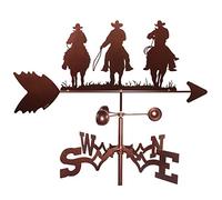 Decorazione del cortile Tre cowboy tempo Va ne,Meteo in acciaio inox Va ne Figurina, indicatore di direzione pratico, strumenti di misurazione scena fattoria casa all'aperto giardino artigianato