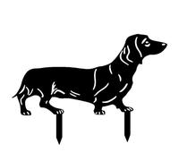 Decorazione del giardino bassotto - figura di bassotto in ferro, del cortile del cane | in metallo nero con design ritagliato per sentieri del giardino, ornamento per il patio per la d