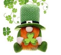 Decorazione del giorno di San Patrizio nano - Goblin verde peluche di San Patrizio, trifoglio nano senza volto, vassoio sfalsato, decorazione Elfo irlandese | Personaggi da collezione per vassoio