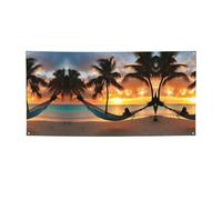 Decorazione del partito della stampa dell'amaca del tramonto della spiaggia del cocco,Migliori bandiere banner per eventi,Disegni innovativi per forniture per feste di compleanno