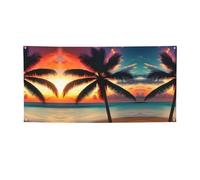 Decorazione del partito di stampa del tramonto della palma tropicale della spiaggia,Migliori bandiere banner per eventi,Disegni innovativi per forniture per feste di compleanno