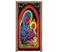 Decorazione del soffitto della porta di Natale | Grande tessuto fluorescente di Gesù Scene Coperture,Ingresso Scudo Fotografia Sfondo | Festa Inverno Agriturismo E Capodanno