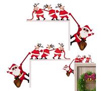 Decorazione della cornice della porta di Natale - 2 pezzi in legno con motivi di Babbo Natale e renna | Ornamento da parete festivo per casa, cucina, caminetto e soggiorno | Decorazione rustica per