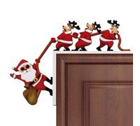Decorazione della cornice di Natale - Oggetti d'angolo creativi, decorazioni per cornici per porte in legno, insegna angolare bifacciale, gancio per Babbo Natale nano | Decorazione da parete per