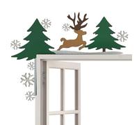 Decorazione della Cornice di Porțe de Ńoël - Legno 18-20cm | Decoratioñ de Porțe de Ńoël con Finestra della Porta Dipinta a Mano in Metallo, Decoratioñ della Cornice della Porta 'Albero di Natale